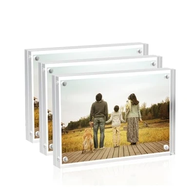 Afbeelding van Sezanrpt Set van 3 transparante magnetische fotolijsten acryl 6 x 9 cm Dubbelzijdig Afbeelding zonder lijst Portemonnee Kleine fotolijst 2 5 7,5 4