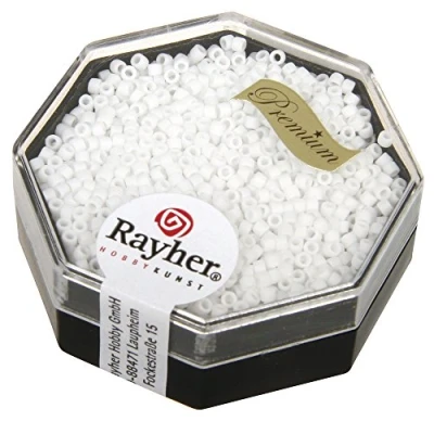 Afbeelding van Rayher Delica 14764100 kleine matte ondoorzichtige rocaillekralen, sneeuwwit, diameter 1,6 mm, 6 g doos