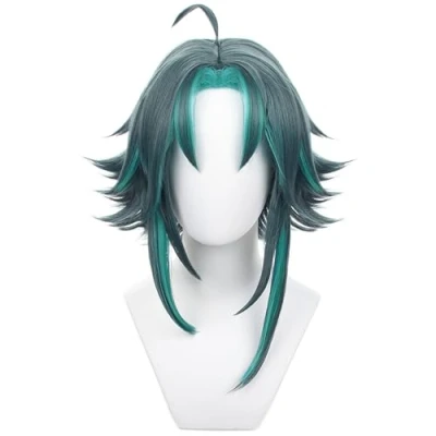 Afbeelding van HIROAKIYA Xiao Wig, Genshin Impact Pruik met pruik, grijs, blauw, kort, cosplay en anime