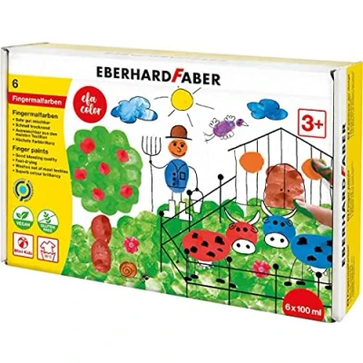Afbeelding van Vingerverf Eberhard Faber 6x100ml geel/rood/blauw/groen/wit/zwart