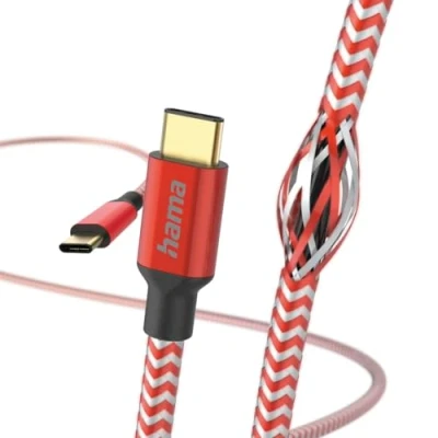 Afbeelding van Hama Oplaadkabel Reflective Usb C 1,5 M Nylon Rood