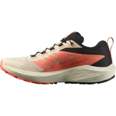 Afbeelding van Salomon Sense RIDE 5 Trail hardloopschoenen, Dames, Maat: 39 1/3, Tender peach/fusion coral/black Textiel/ synthetisch