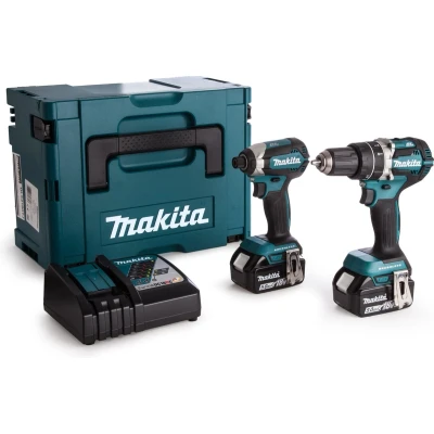 Afbeelding van Makita DLX2180TJ 18V Li Ion combiset DHP484 (klop)boor /schroefmachine DTD153 slagschroevendraaier 2x 5.0Ah accu