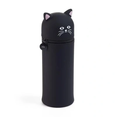 Afbeelding van Back2Fun Trousse scolaire extensible, en silicone, texture douce, fermeture éclair, Chat, 2 1 convertible gobelet