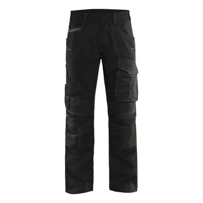 Image de Pantalon services stretch noir/gris foncé, boutons cachés