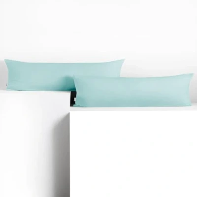 Afbeelding van DecoKing Set van 2 kussenslopen 20 x 145 cm katoenen jersey kussensloop met ritssluiting lichtblauw A