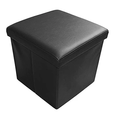 Afbeelding van zitkruk, bewaarbox met opbergruimte, opvouwbaar, belastbaar tot 300 kg, kunstleer 38 x cm