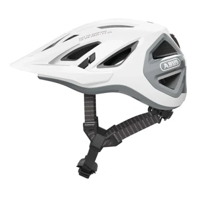 Afbeelding van ABUS Stadthelm Urban I 3.0 ACE Sportieve fietshelm met led achterlicht, verlengd vizier en magneetsluiting, voor dames heren, wit, M
