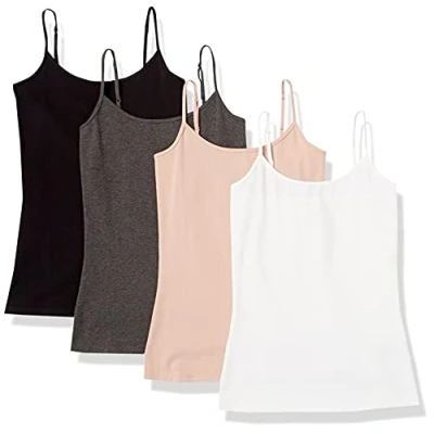Image de Amazon Essentials Caraco Coupe Cintrée Women&#039;s, Pack of 4, Gris/Noir/Rose, M