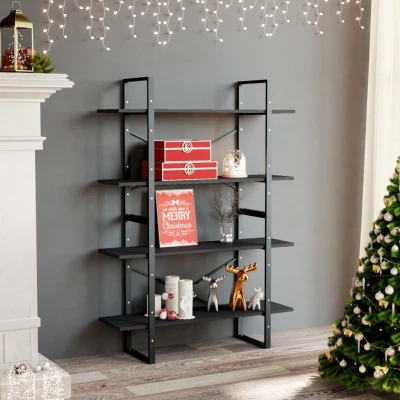 Afbeelding van Boekenkast met 4 schappen 100x30x140 cm spaanplaat grijs