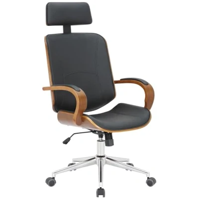 Image de CLP Fauteuil de bureau Dayton en Similicuir Ajustable et pivotant Noyer / Noir