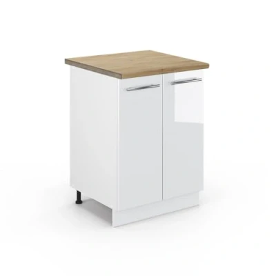 Afbeelding van Vicco Fame Line Keukenonderkast wit glanzend 60 cm AP eiken