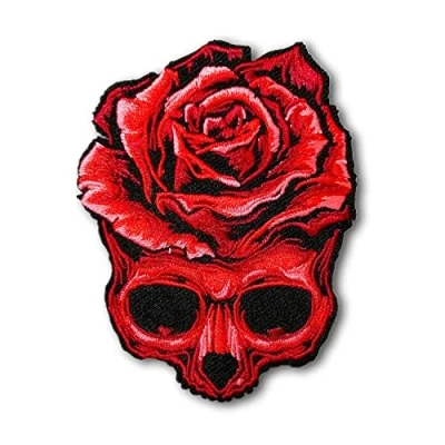 Afbeelding van BPA Geborduurde patch om op te naaien of strijken in doodskopdesign, voor kleding, jassen en meer.