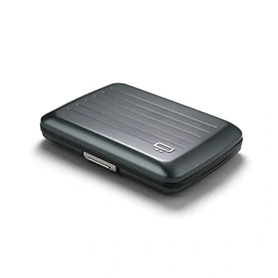 Afbeelding van OGON Smart Case V2 aluminium portemonnee, metalen sluiting, eenvoudige opslag, RFID kaarthouder, capaciteit tot 10 kaarten en bankbiljetten (Aluminium Platinium)