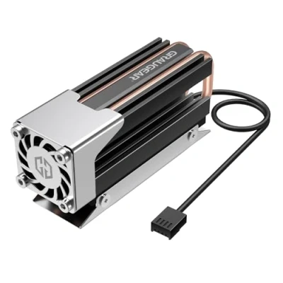 Afbeelding van Heat pipe koeler met ventilator, koellichaam voor M.2 NVMe (2280), 25 mm PWM stil, 4 thermische pads, koperen heatpipe