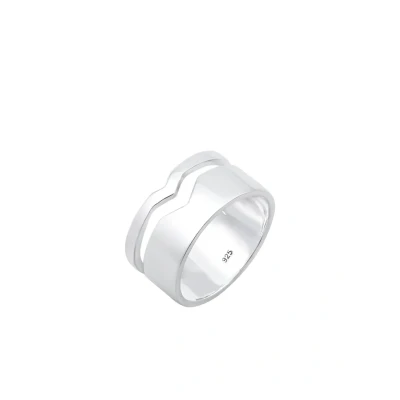 Afbeelding van Elli GEO Cutout Basic Trend Ring, Dames, Maat: 54, Silver