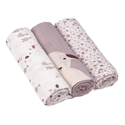 Image de LÄSSIG Bébé Drap de puériculture Couverture Lot 3 coton 80 x cm/Heavenly soft Swaddle L Tiny Farmer Flowers