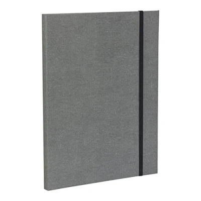 Image de Bigso Box of Sweden Porte documents A4 avec élastiques Organiseur de en panneau fibres et papier effet lin Chemise pour documents, dossiers feuilles volantes etc. Gris