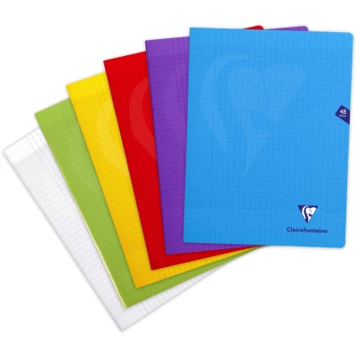 Afbeelding van Clairefontaine 373161C Notitieboek Mimesys, A4, 96 pagina&#039;s, grote ruiten, papier, wit, 90 g, omslag van polypropyleen, 21 x 29,7 cm, paars