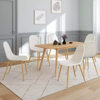 Image de Lot de 6 chaises DARI en tissu bouclette pour salle à manger