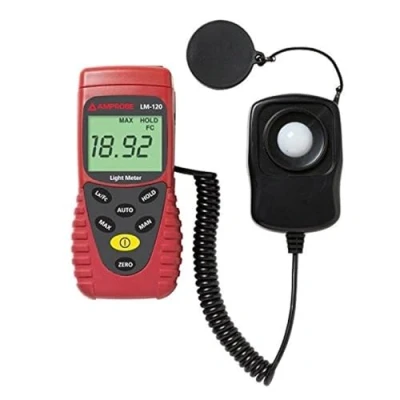 Afbeelding van LM 100 digitale luxmeter met gegevensopslag en man instelling
