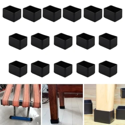 Afbeelding van 16 stuks rechthoekige siliconen stoelpootbeschermers, 20 x 30 mm, stoelpootdoppen, krukbeendoppen ter voorkoming van krassen op de hardhouten vloer en