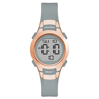Afbeelding van Armitron 45/7012 Digitaal chronograaf sporthorloge met harsband voor dames, Grijs/Rose Goud, riem