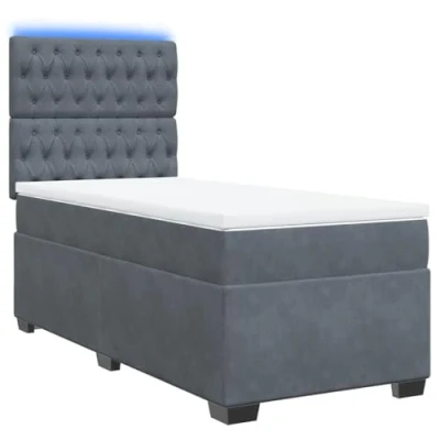 Afbeelding van vidaXL Boxspring met matras fluweel donkergrijs 90x200 cm