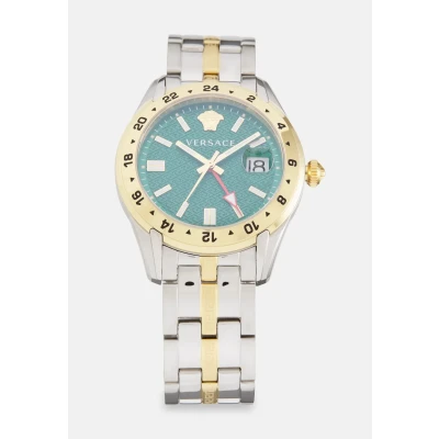 Afbeelding van Versace Watches Greca TIME Horloge silvercoloured/green dial, Heren, Maat: One Size, Silver coloured/green dial