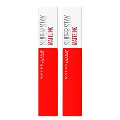 Afbeelding van 2 Maybelline New York SuperStay lipsticks, vloeibare lipinkt, kleur 320 Individualist.