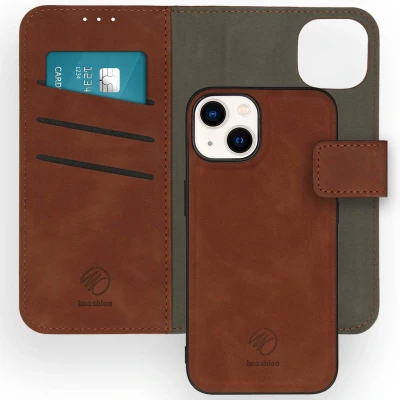 Afbeelding van iMoshion Hoesje Geschikt voor iPhone 14 Met Pasjeshouder Uitneembare 2 in 1 Luxe Bookcase Bruin