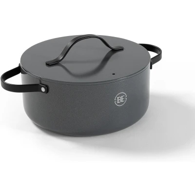 Afbeelding van BE Living Braadpan met Deksel Ø 24 cm PFAS vrije Kookpan inductie Geschikt voor alle warmtebronnen Grijs