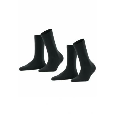 Afbeelding van Falke dames Soft Merino sokken in wolblend 2 pack de kleur Antraciet, maat: 37/38