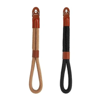 Afbeelding van MoKo 2 stuks polsband voor camera, handriem katoenen veiligheidsarmband digitale camera Fujifilm/Nikon/Canon/Sony/Olympus/Panasonic/SLR/DSLR, zwart + bruin