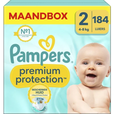 Afbeelding van Pampers Premium Protection Maat 2 Maandbox 184 Stuks 4 8 kg