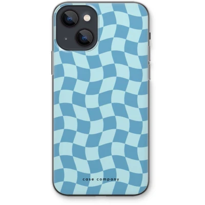 Afbeelding van Case Company® hoesje geschikt voor iPhone 13 mini Grid Blauw Soft Cover Telefoonhoesje Bescherming aan alle Kanten en Schermrand