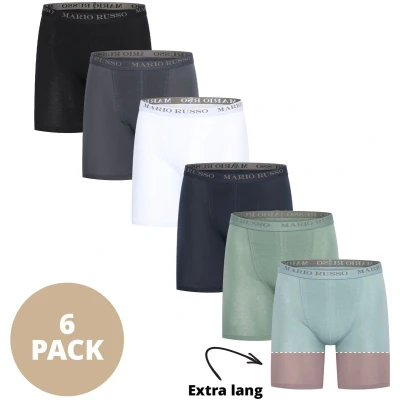Afbeelding van Mario Russo Heren Onderbroeken 6 Pack long fit Boxers Multi Maat XXL