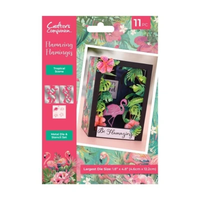 Afbeelding van CC Flamazing Flamingos Snijmallen Tropical Scene