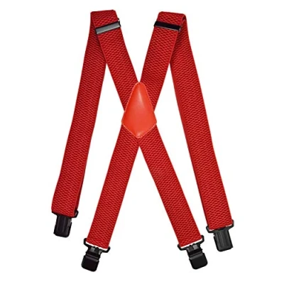 Afbeelding van Olata Bretels voor heren, breed, X, met extra brede zwarte clips, 4 cm, Rood
