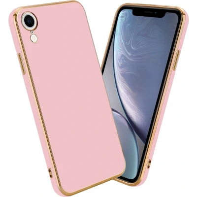 Afbeelding van Cadorabo Hoesje geschikt voor Apple iPhone XR in Glossy Roze Goud Beschermhoes Case Cover van flexibel TPU silicone en met camerabescherming