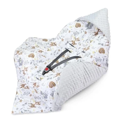 Afbeelding van Babydeken, 90 x cm, geschikt voor autostoel, kinderwagen, winterdeken, Hert lichtgrijs