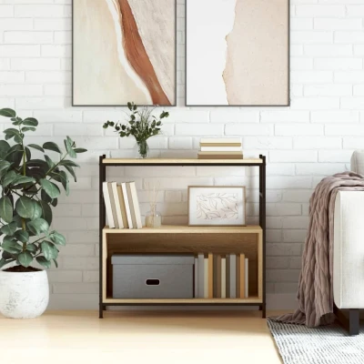 Afbeelding van Boekenrek 80x30x78,5 cm bewerkt hout en ijzer sonoma eikenkleur
