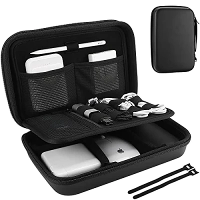 Afbeelding van ProCase organizer voor elektronische accessoires, reisaccessoires, draagbare kabelopbergtas MacBook adapter, kabel, Apple Pencil, muis,, zwart., Draagbaar, reizen,