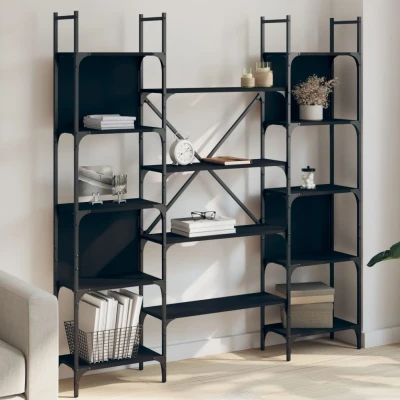 Afbeelding van Boekenkast 155,5x24x166,5 cm bewerkt hout zwart