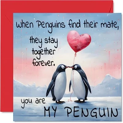 Afbeelding van Pinguïn Verjaardagskaart You Are My Penguin Romantische Valentijnskaart voor vriendin, vriend, vrouw, echtgenoot, partner, hem, haar, 145 mm x