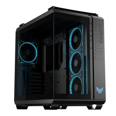 Image de ASUS TUF Gaming GT502 Horizon Mid tower jeux ATX panneau latéral fenêtré (verre trempé) pas d&#039;alimentation noir classique USB/Audio