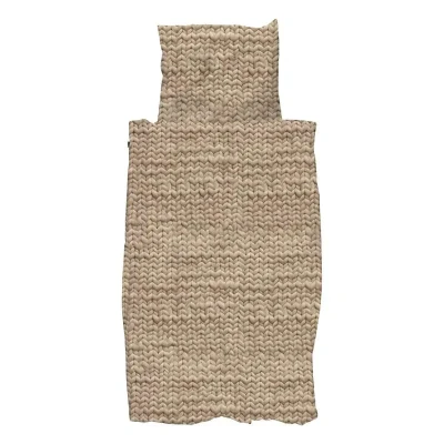 Afbeelding van SNURK Twirre flanel dekbedovertrek 1 persoons (140x200/220 cm + sloop) Zand