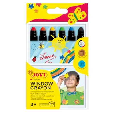 Afbeelding van Jovi, Kleurpotloden, Waskrijtjes Jovidecor glas PU=6 stuks assorti (6 kleuren, 6 x)