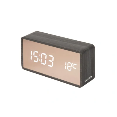 Afbeelding van Karlsson Alarm clock Copper Mirror LED black wood veneer