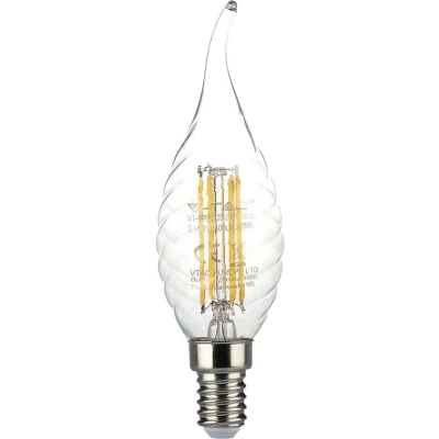 Afbeelding van V TAC VT 1995 N LED Lampen Kaars E14 IP20 Helder 4 Watt 400 Lumen 3000K 2 Jaar Modelnr: